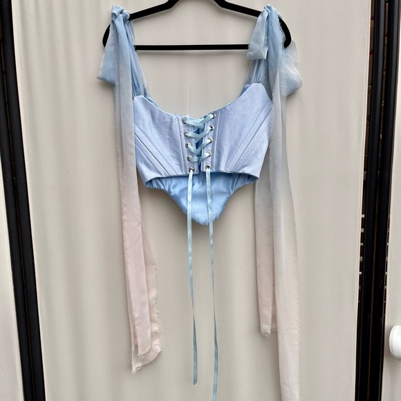 Blue satin ruched corset - Picture 4 of 6